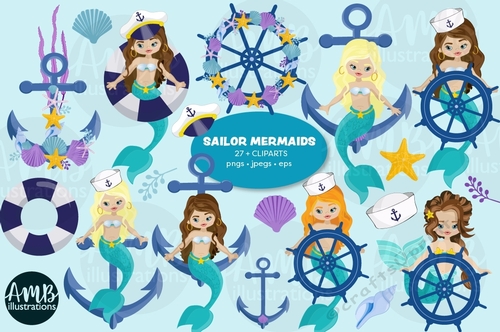 Sailor Mermaids Clipart AMB-2793