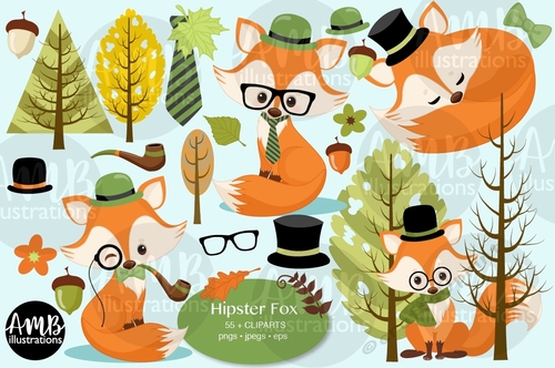 Hipster Fox Clipart AMB-2807