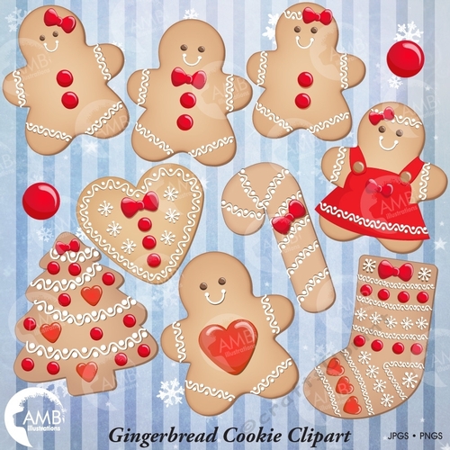 Christmas Cookie Clipart, Gingerbread Cookie Clip Art, Gingerbread men, Cookie clipart, Commercial Use, Instant Download, AMB-1502