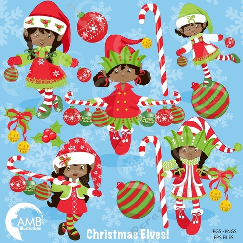 Christmas elves clipart, graphics, illustrations AMB-196