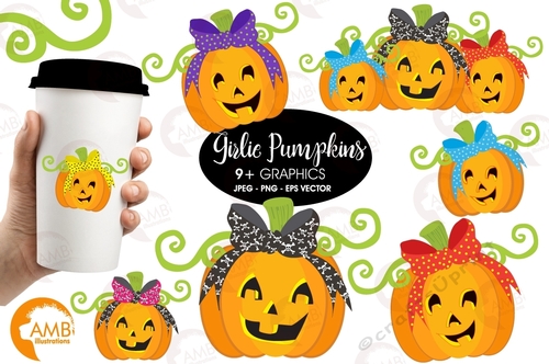 Girlie Pumpkin Clipart AMB-148