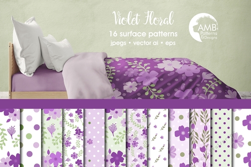 Purple Shabby Chic Floral Papers AMB-856