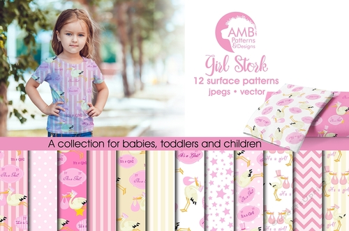 Baby Girl Stork Papers AMB-862