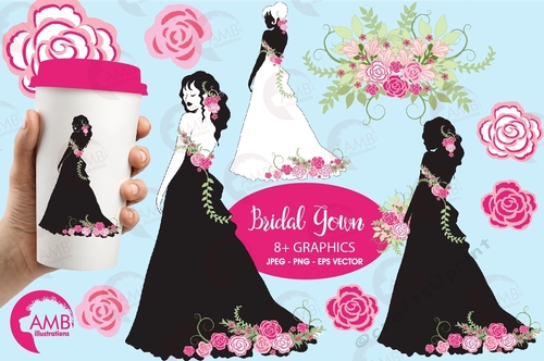 Wedding Silhouette Clipart  AMB-877