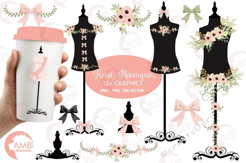 Floral Dress Forms Clipart AMB-1008