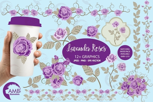 Purple Roses Clipart AMB-1030