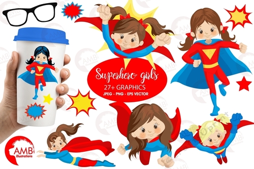 Red Superhero Girls Clipart AMB-1033