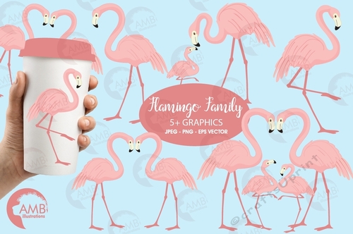 Flamingo Family Clipart AMB-1037