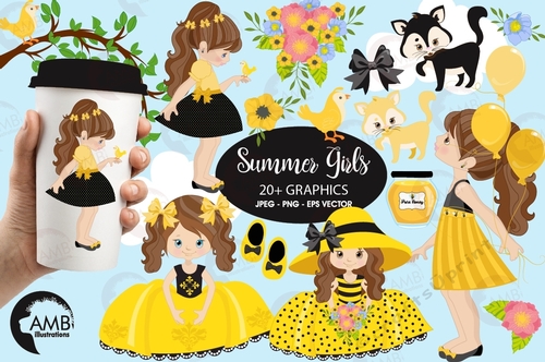 Summer Girls Clipart AMB-1054