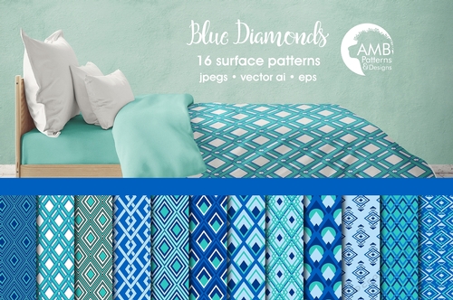 Geometric Blue Diamond Papers AMB-1075