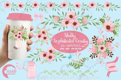 Shabby Chic Floral Clipart AMB-1080