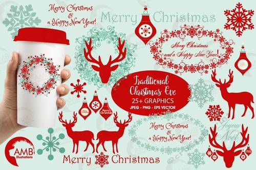 Christmas Reindeer Clipart AMB-1117