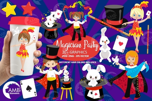 Magician Girls Clipart AMB-1192
