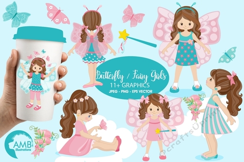 Butterfly / Fairy Girls Clipart AMB-1069