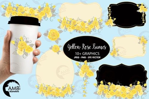 Yellow Rose Frames Clipart AMB-1114 