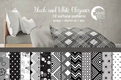 Black and White Geometric Papers AMB-1264