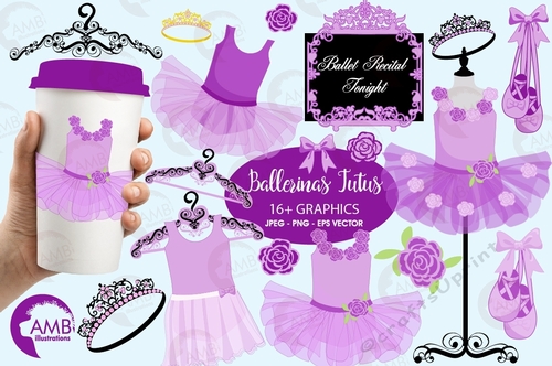 Purple Ballerina Tutus Clipart AMB-1318