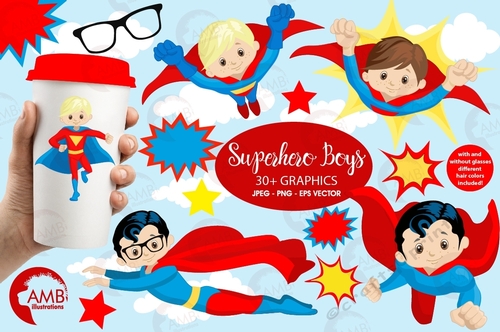 Superhero Boys Clipart AMB-1345