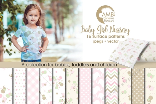 Baby Girl Elephant Nursery Papers AMB-1368