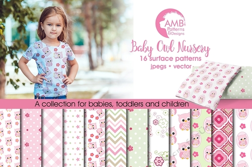 Baby Girl Owl Nursery Papers AMB-1369