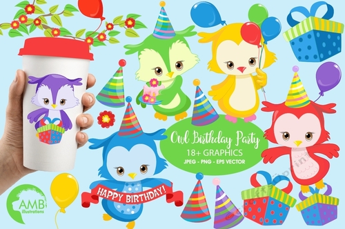 Owl Birthday Party Clipart AMB-1379
