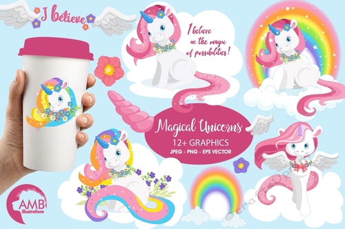 Magical Unicorns Clipart AMB-1382