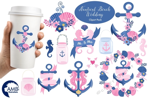 Nautical Beach Wedding Clipart AMB-1393