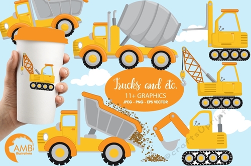 Trucks, Dump Trucks and others Trucks Clipart AMB-1414
