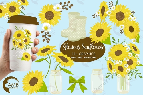 Glorious Sunflowers Clipart AMB-1416