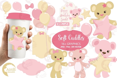 Pink Teddy Bear Clipart AMB-1450