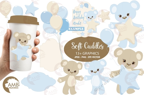 Soft Cuddles Teddy Bear Clipart AMB-1460