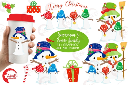 Snowman and Snow Family Clipart AMB-1512