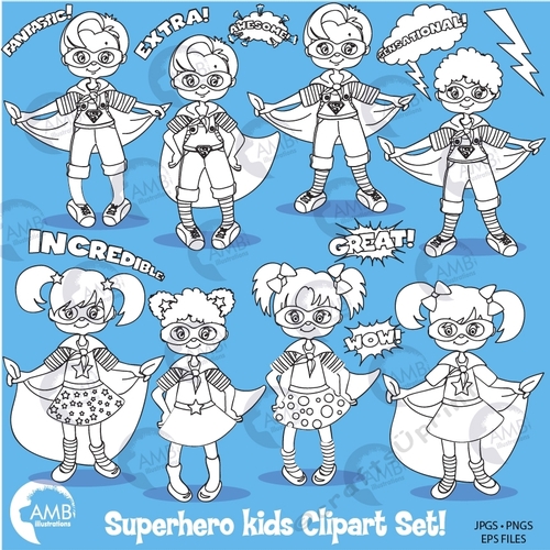 Superhero Kids Clipart AMB-2435