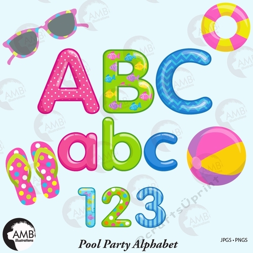 Pool Party Alphabet Clipart AMB-2436