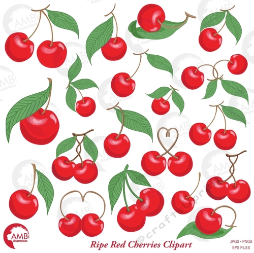 Red Cherries Clipart AMB-2440