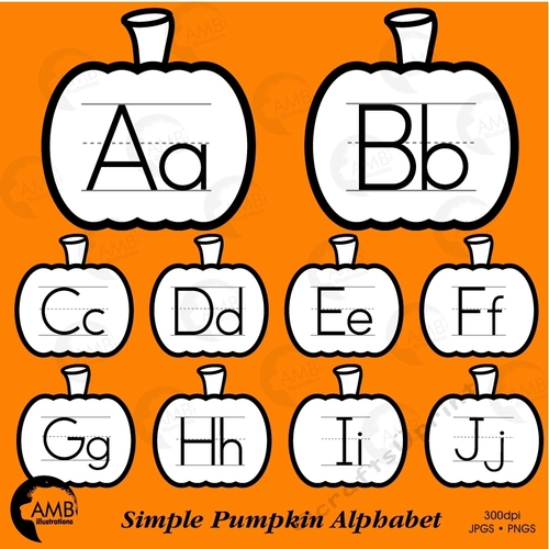 Simple pumpkin clipart, Pumpkin letters clipart, AMB-2243
