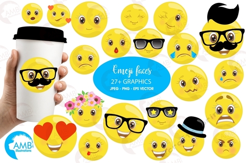 EMOJI clipart, Smiley Face, Feelings Clipart, Emoji Clipart, Feelings Clipart, digital clip art, AMB-2250