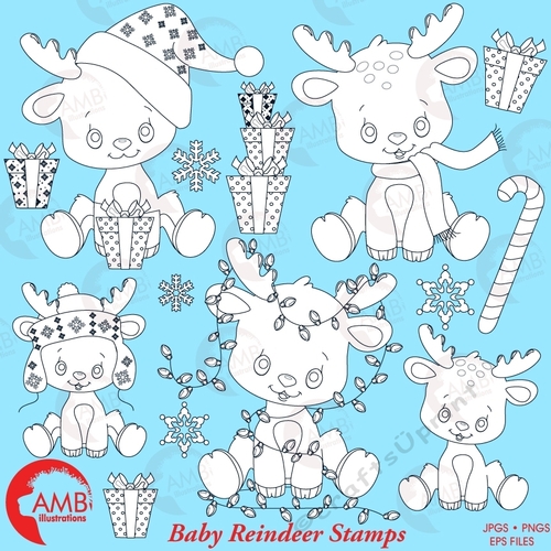Baby reindeer stamps, Reindeer stamps, AMB-2289