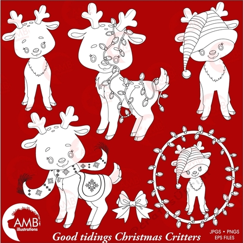 Good tidings christmas critters clipart, Christmas critters stamps, AMB-2290
