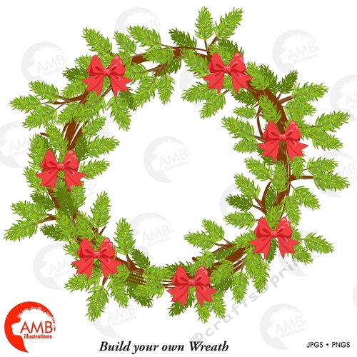 Build your own wreath clipart, Wreath clipart, AMB-2299