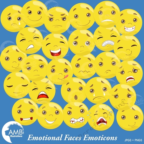 Emotional face emoticons clipart, Emoticons clipart, AMB-2314