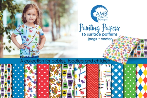 Painting digital papers, Painting scrapbook papers, Painting supplies papers, Paint papers, AMB-122