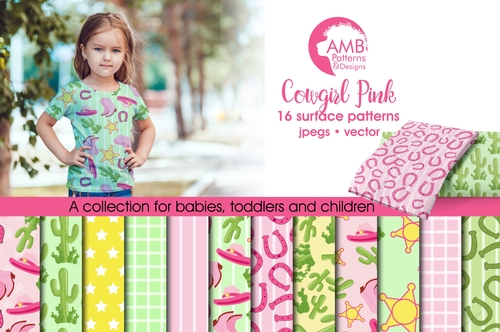 Cowgirl Digital Papers, Cowboy Digital Paper, Cowgirls Pink Papers, Wild West digital backgrounds, AMB-164