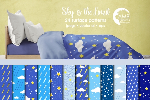 Weather Digital Papers, Clouds and Rain papers, Lightening papers, scrapbook, AMB-342