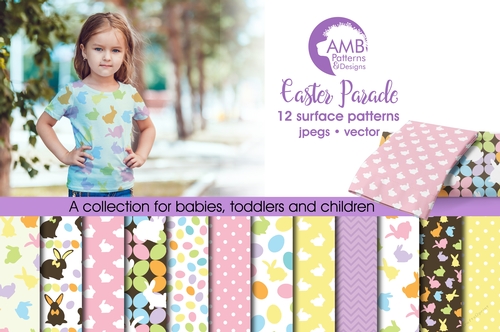 Easter paper, easter bunny paper, scrapbook, chocolate bunny, easter eggs, AMB-390