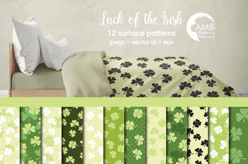 Irish Digital Papers, Luck of the Irish Papers, Saint Patricks Day Themed papers, Shamrock Digital Patterns, AMB-443