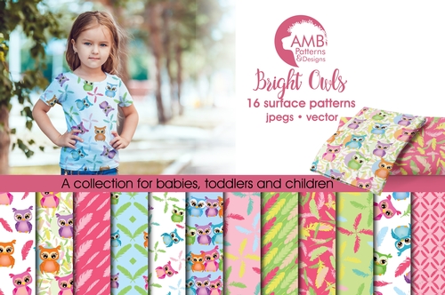 Owls Digital Paper, Owl papers, Feathers Digital Scrapbook Papers, Feather Papers, Instant Download, AMB-453