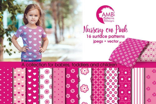 Floral papers, striped paper, Polka Dot papers, Girl papers, Heart Papers, Pink Papers, AMB-817