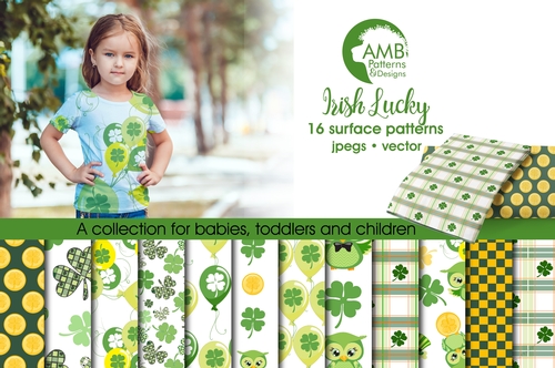 Luck of the Irish Digital Papers, St Patricks Day, Owl Digital Papers, Scrapbooking Papers, AMB-826
