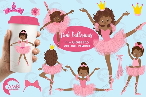 Ballerinas dancing, clipart illustration, Ballet dancers, Ballet clipart, instant download, AMB-947